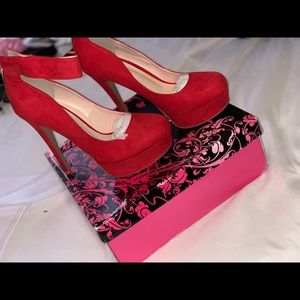 Red suede heels